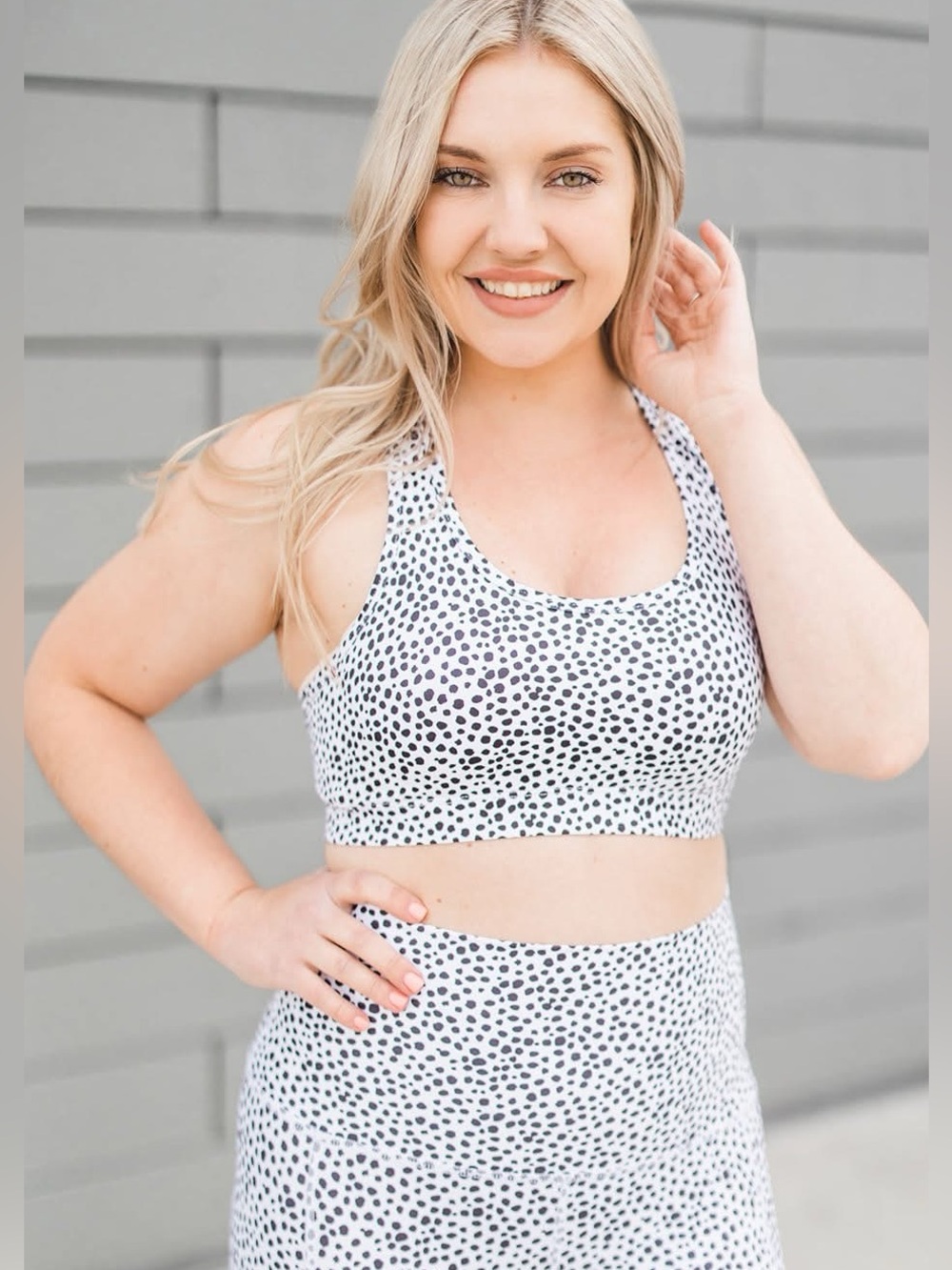 Unleashed Potential Sports Bra (NWOT) White/Black Dalmatian Print, Size Small